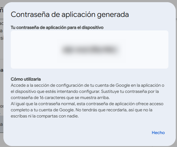 contraseña generada oculta