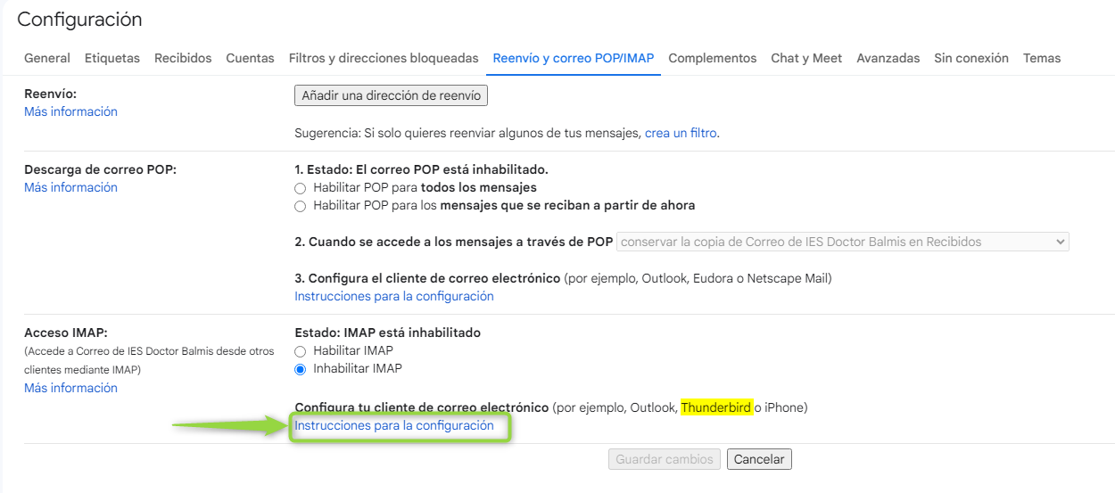 Instrucciones para la configuración