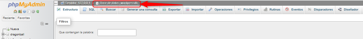 base datos en cabecera