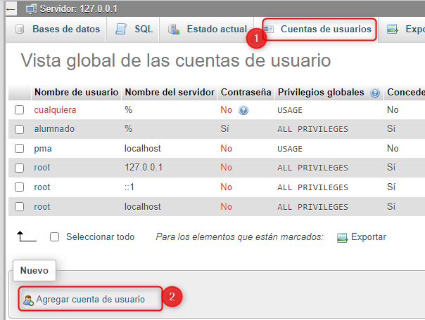 cuenta de usuario Nuevo